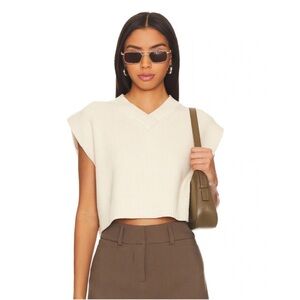 Free People Easy Street Cropped Sweater Vest in Cream Sz XS